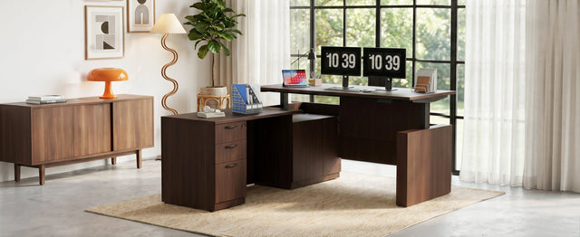 How to Create an Ergonomic Executive Home Office with an L-Shaped Standing Desk