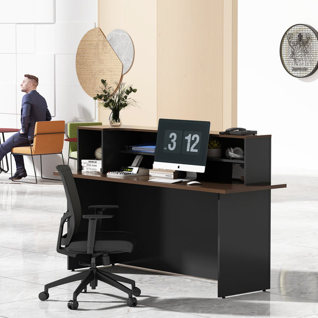 Welcome Guests with Style and Storage:ALFA Rectangle Wood Reception Desk