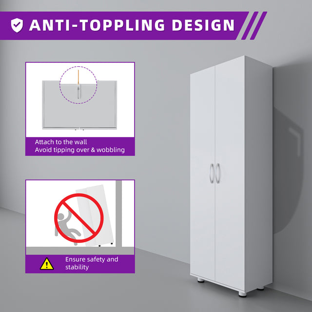 75'' Tall Utility Storage Cabinet with Doors and Adjustable Shelves