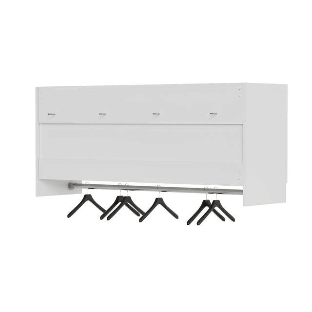 54”Wall Mounted Cabinet with Hanging Rod | 3-Door Storage Cabinet with Adjustable Shelf, Hanging Storage Cupboard for Laundry Room, Mudroom, Garage, Kitchen