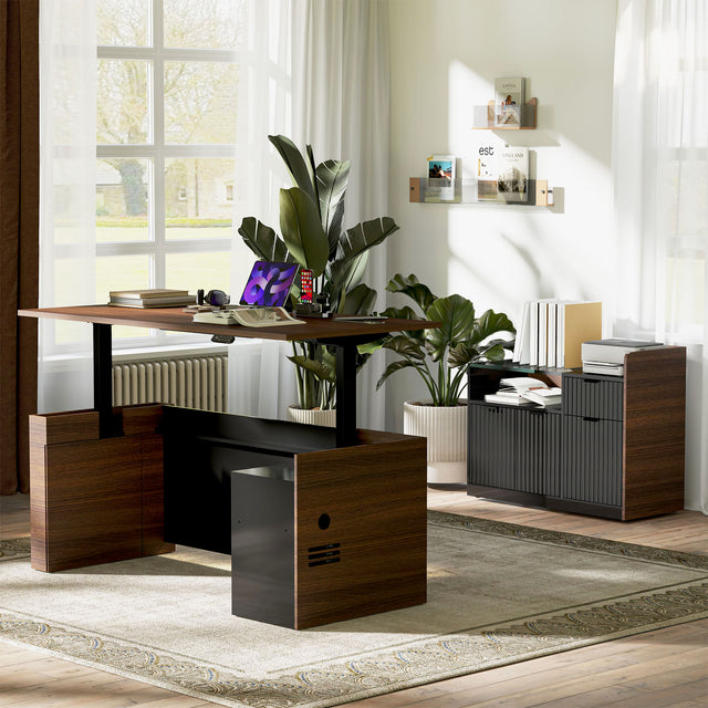 70.9”L-Shape Executive Standing Desk, Snap-Lock &Built-In Power Outlet,70.9”L-Shape Executive Standing Desk, Snap-Lock &Built-In Power Outlet