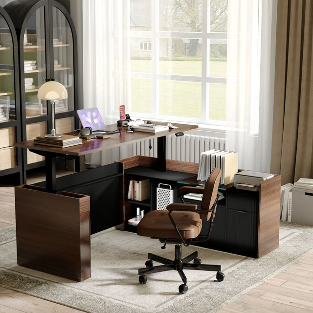 70.9”L-Shape Executive Standing Desk, Snap-Lock &Built-In Power Outlet,70.9”L-Shape Executive Standing Desk, Snap-Lock &Built-In Power Outlet