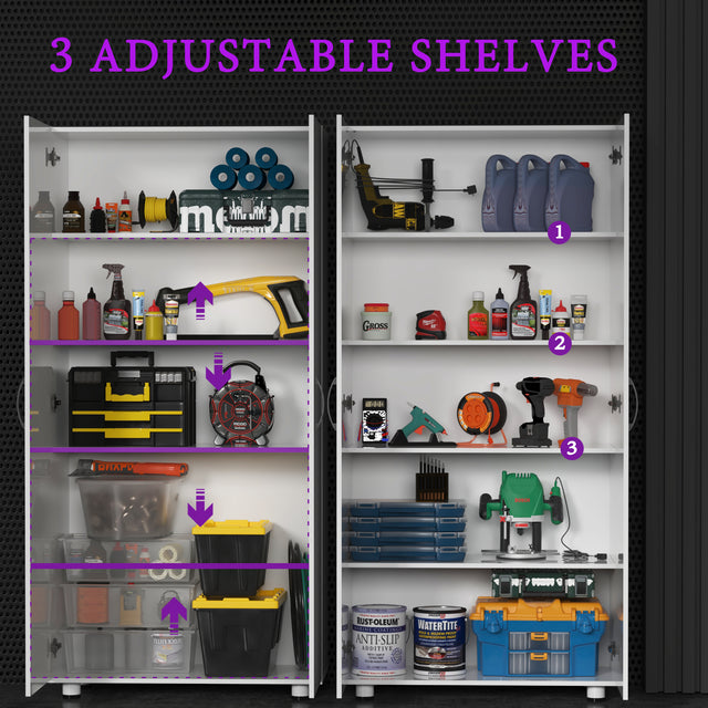 75'' Tall Utility Storage Cabinet with Doors and Adjustable Shelves