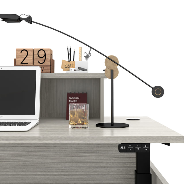 L Shaped Height Adjustable Executive Desk With Mobile Storage Cabinet