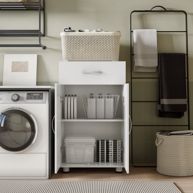 Base Cabinet with Drawer and Adjustable Shelf, Freestanding Utility Storage for Pantry, Laundry Room, Kitchen or Workshop