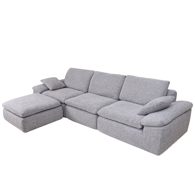 119" L-Shaped Sectional Boneless Couch, Cloud Modular Sofa No Assembly