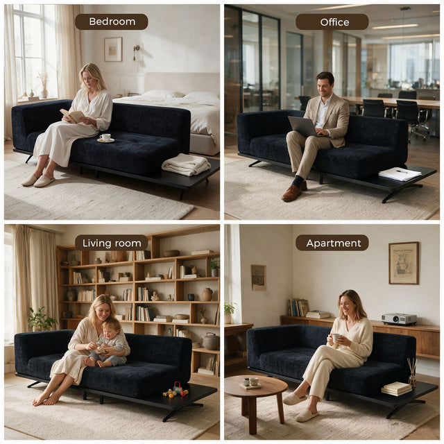 101" Boneless Couch with Raised Base, Deep Seat Cloud Sofa, Easy Clean,Modular Boneless Couch with Raised Platform Base