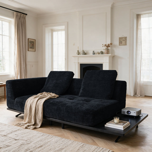 101" Boneless Couch with Raised Base, Deep Seat Cloud Sofa, Easy Clean,Modular Boneless Couch with Raised Platform Base