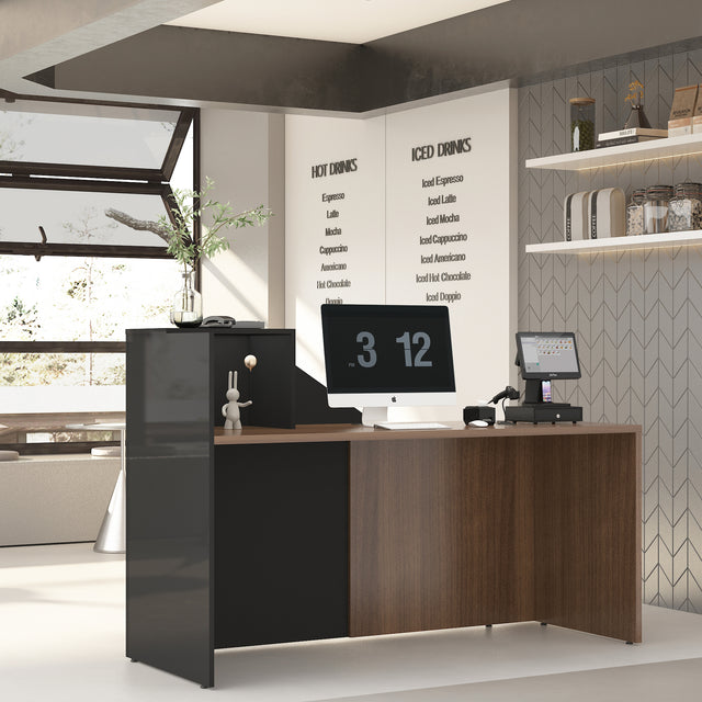 ALFA Manufactured Wood Reception Desk — 64" Front Office Desk with Privacy Panel, Cable Management & Adjustable Feet