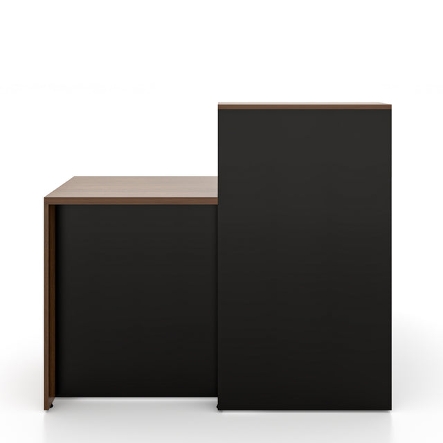 Modern L-Shaped Reception Desk with Storage Cabinets and Cable Management, Durable Manufactured Wood Front Desk for Office and Commercial Spaces