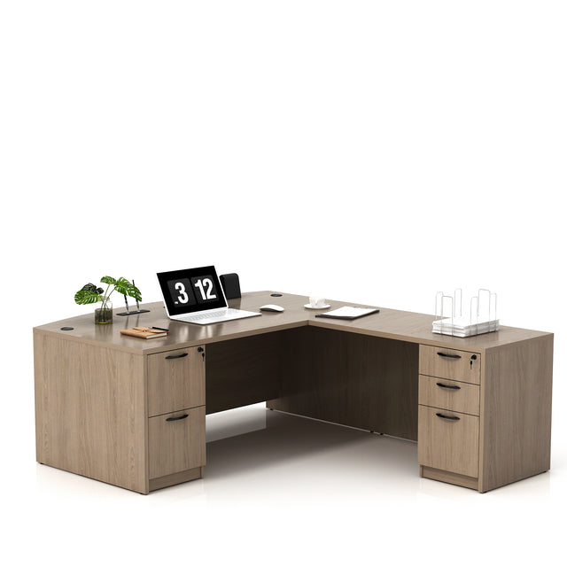 GINO Collection | Modern Bow Front L-shaped Executive Desk