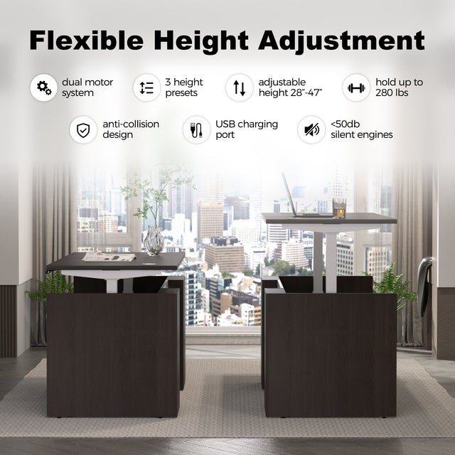 ALFA Adjustable Height Executive Standing Desk — Dual-Motor Electric Sit-Stand Desk with Programmable Memory Controller and Cable Management
