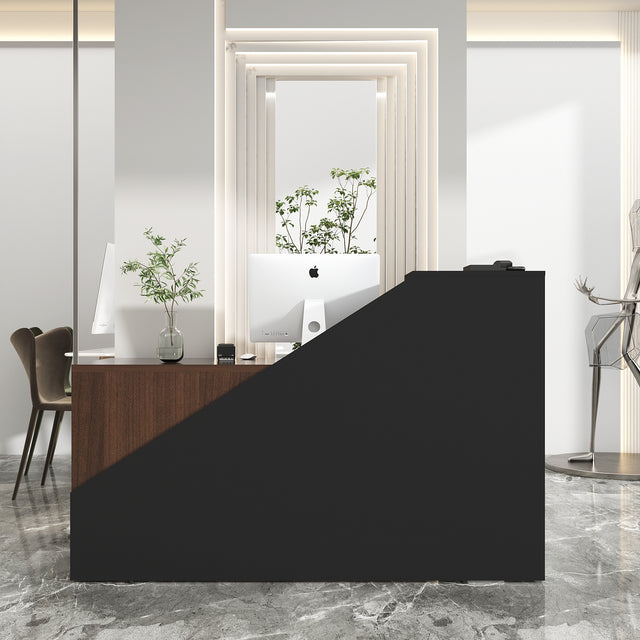 ALFA Manufactured Wood Reception Desk — 64" Front Office Desk with Privacy Panel, Cable Management & Adjustable Feet