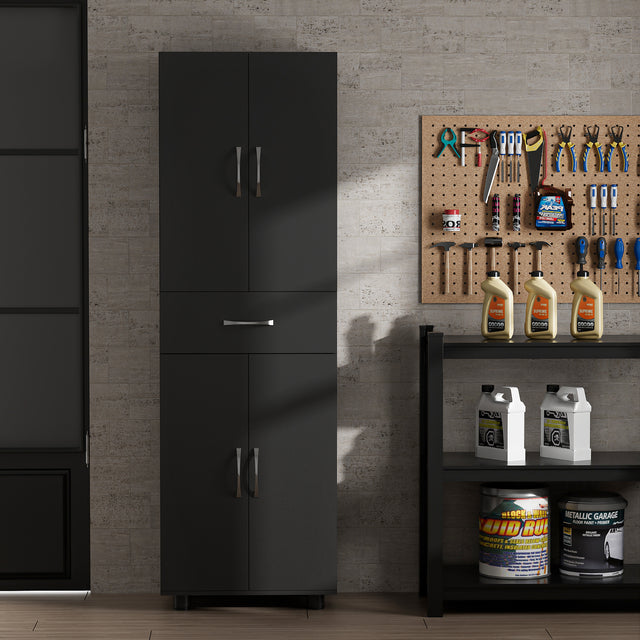75''H Garage Storage Cabinet with Drawer and Adjustable Shelves