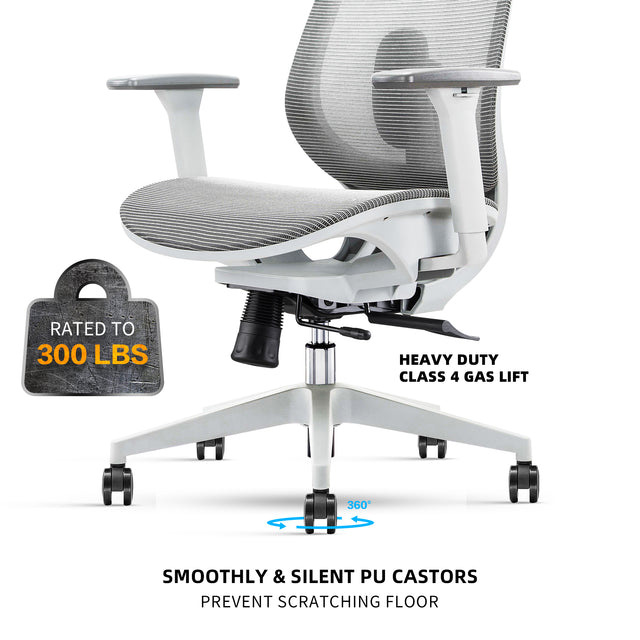 ALFA Koto Adjustable Ergonomic Mesh Office Chair with Flexible Lumbar Support, 3D Armrests, Upgraded Cushion, and Breathable Mesh