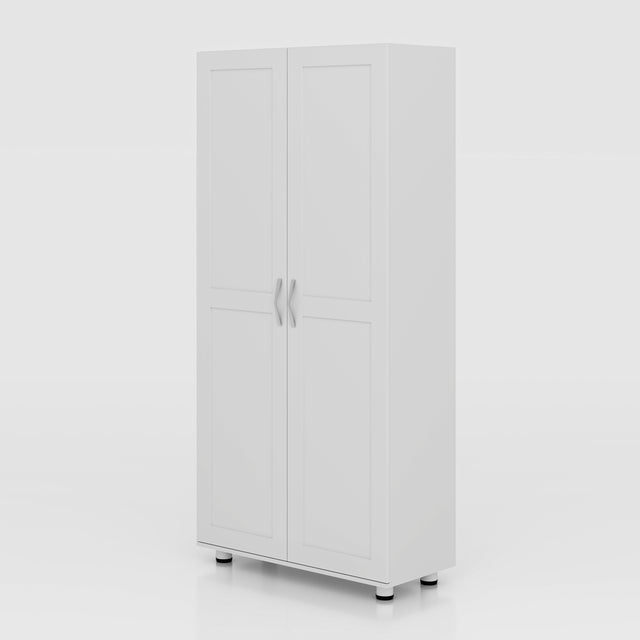 75" Tall Home Storage Cabinet, 3 Adjustable Shelves, Freestanding Utility Cupboard with Doors – For Pantry, Laundry, Office, or Garage