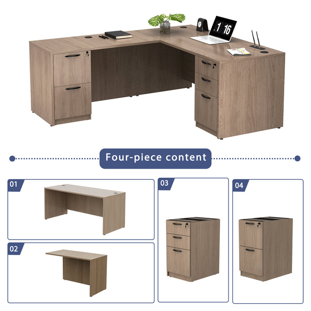 GINO Collection | Modern Rectangular Front L-shaped Executive Desk