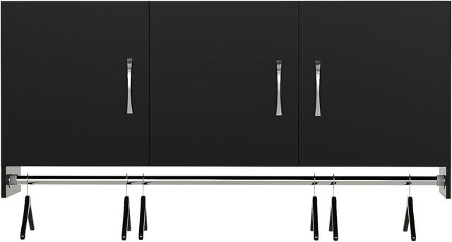 54”Wall Mounted Cabinet with Hanging Rod | 3-Door Storage Cabinet with Adjustable Shelf, Hanging Storage Cupboard for Laundry Room, Mudroom, Garage, Kitchen