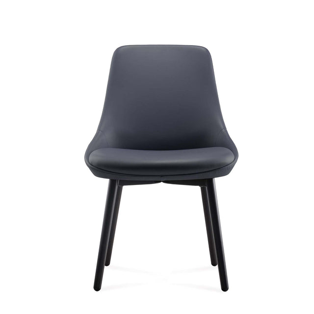 Selini Modern Dining Chair – Set of 2, PU Upholstered Chair with Molded Foam Seat and Durable Iron Frame, Amber/Dark Blue