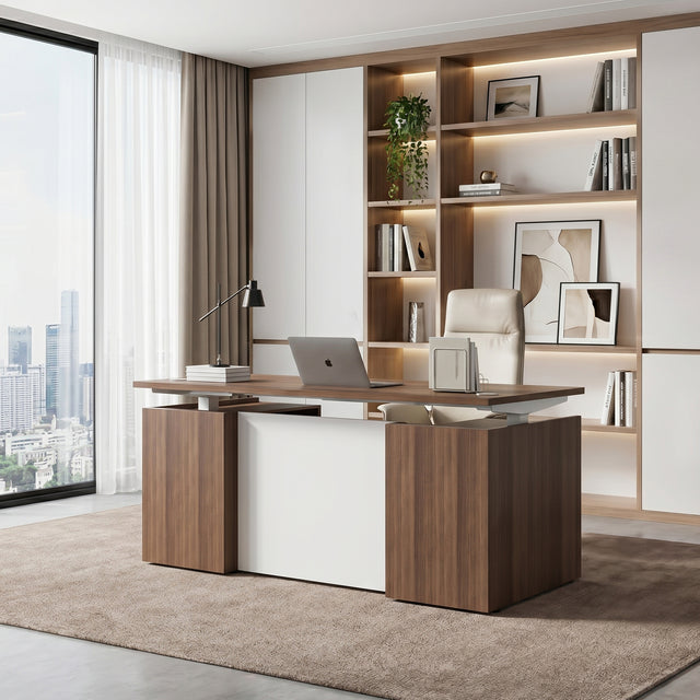 ALFA Adjustable Height Executive Standing Desk — Dual-Motor Electric Sit-Stand Desk with Programmable Memory Controller and Cable Management