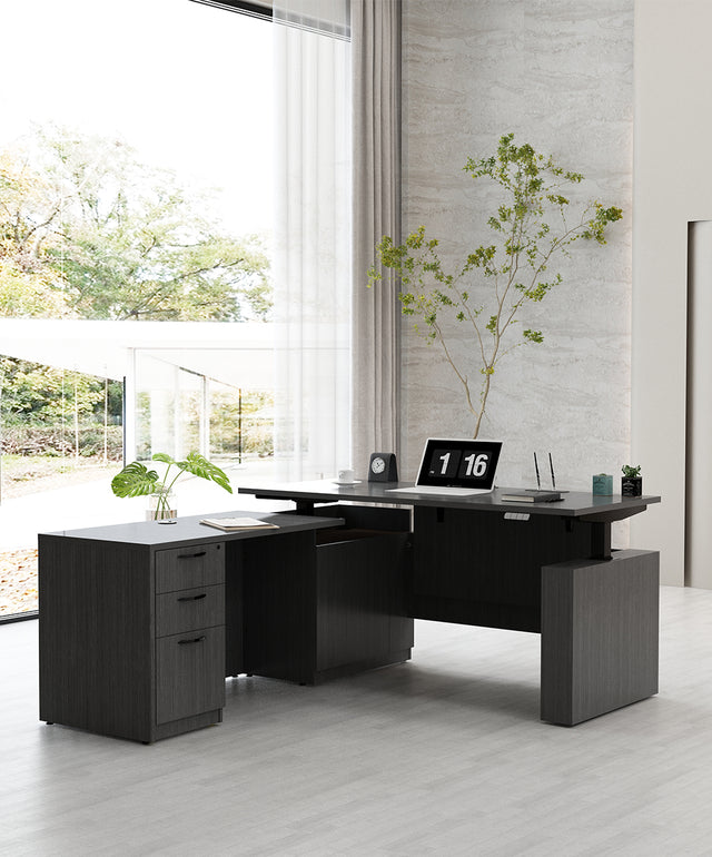 GINO Collection | 76.77'' Height Adjustable Executive Standing desk with Cabinets