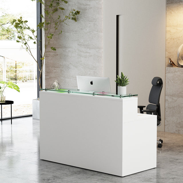 GINO Collection | Rectangular Glass Reception Desk