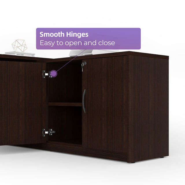 GINO Collection | L-shaped Executive Office Desk with 3 Drawer Cabinet and Side Cabinet