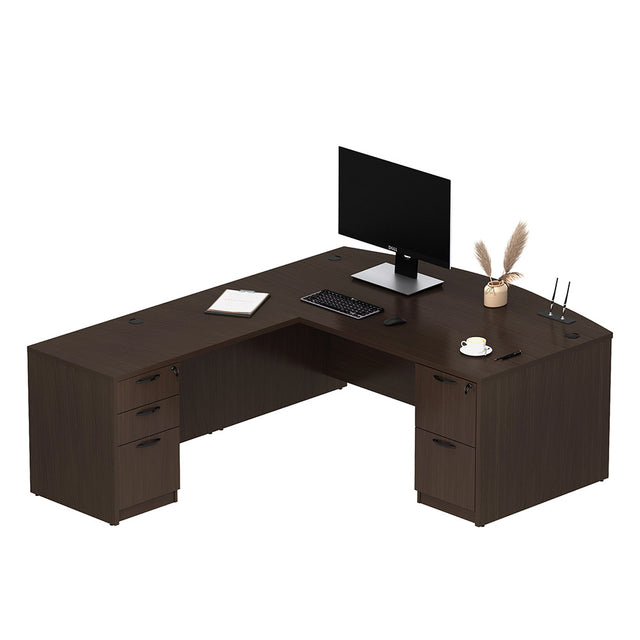 GINO Collection | Modern Bow Front L-shaped Executive Desk