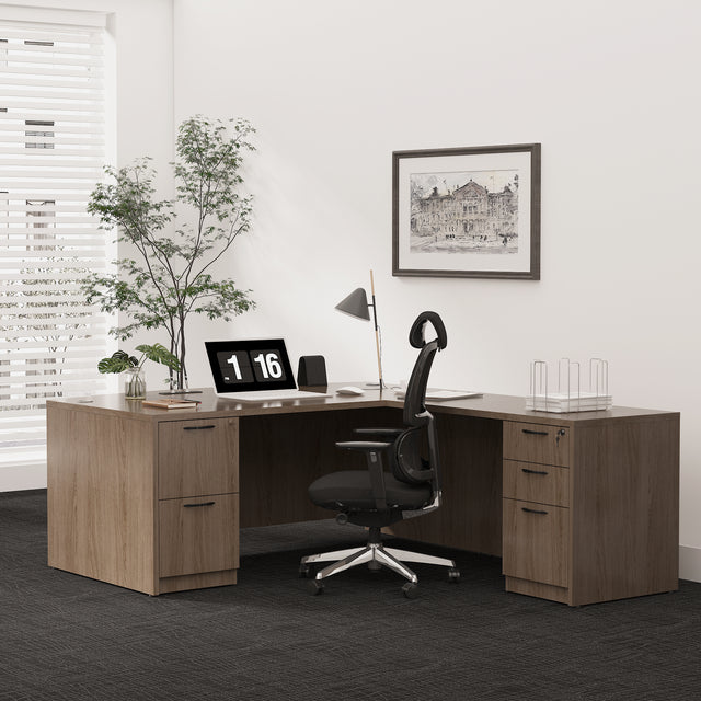 GINO Collection | Modern Bow Front L-shaped Executive Desk