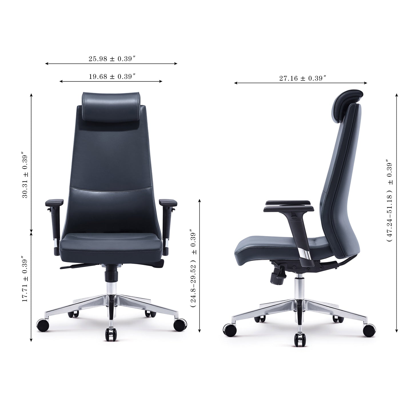 Leather Executive Chair with Head Rest for Office Home W500H