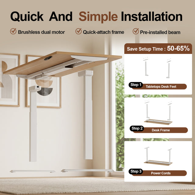 67" L-Shaped Executive Standing Desk – Brushless Dual Motor, Pre-Assembled Frame & Lockable Storage