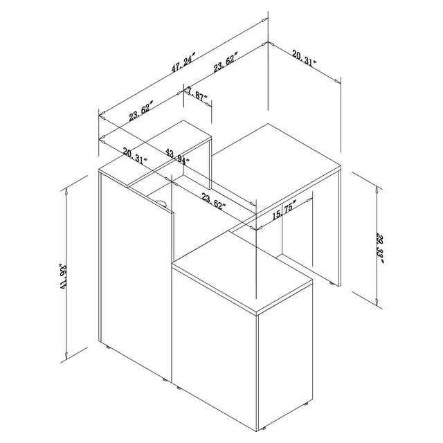 Modern L-Shaped Reception Desk with Storage Cabinets and Cable Management, Durable Manufactured Wood Front Desk for Office and Commercial Spaces
