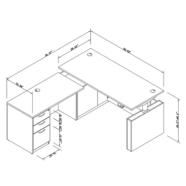 67" L-Shaped Executive Standing Desk – Brushless Dual Motor, Pre-Assembled Frame & Lockable Storage