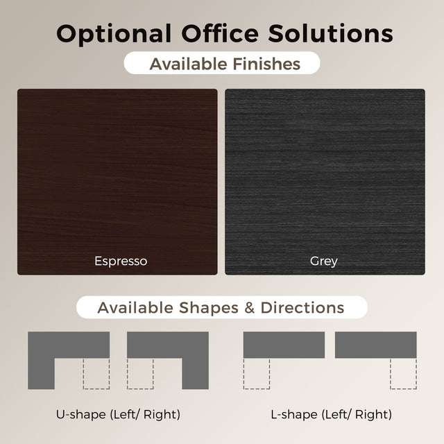 GINO Collection | 76.77'' Height Adjustable L-Shaped Executive Desk with Pre-Assembled Frame, Drawers and Shelves