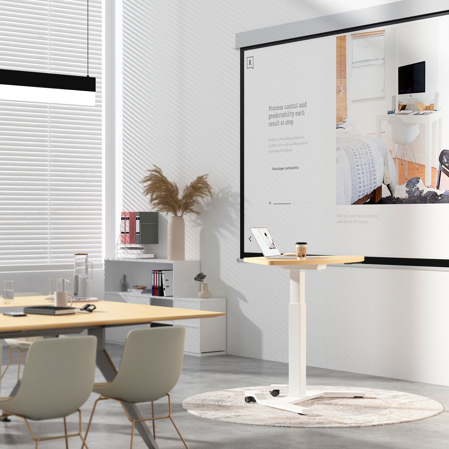Fan-Shape Mobile Podium | ALFA Adjustable Laptop Stand with Locking Wheels & Presets