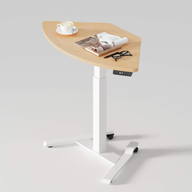 Fan-Shape Mobile Podium | ALFA Adjustable Laptop Stand with Locking Wheels & Presets