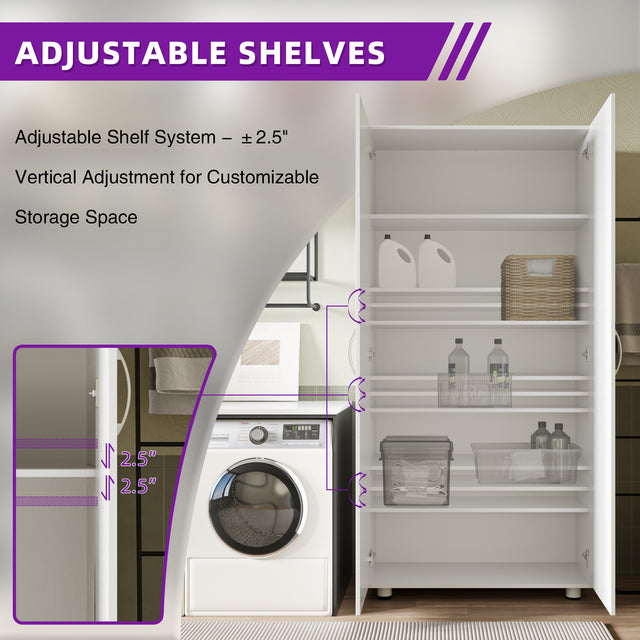 75" Tall Garage Storage Cabinet with 3 Adjustable Shelves, Freestanding Tall Utility Cabinet with Doors for Garage, Laundry Room, Pantry, or Office