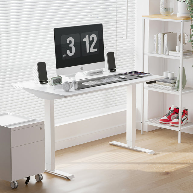 ALFA Furnishing Essential Dual Motor Electric Standing Desk – 60" x 30" Adjustable Height Computer Desk with 4 Memory Settings, T-Style Legs, and Durable Laminate Top