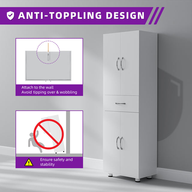 75''H Garage Storage Cabinet with Drawer and Adjustable Shelves