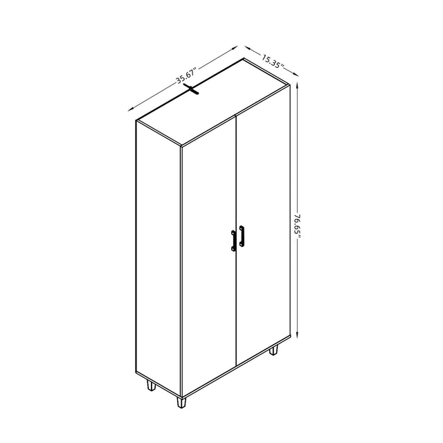 77" H Storage Cabinet with with Doors and Adjustable Shelves