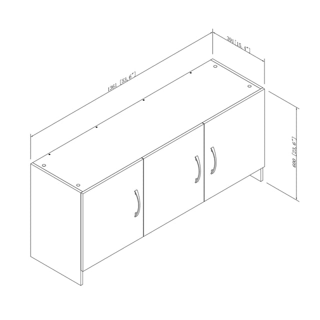 54”Wall Mounted Cabinet with Hanging Rod | 3-Door Storage Cabinet with Adjustable Shelf, Hanging Storage Cupboard for Laundry Room, Mudroom, Garage, Kitchen