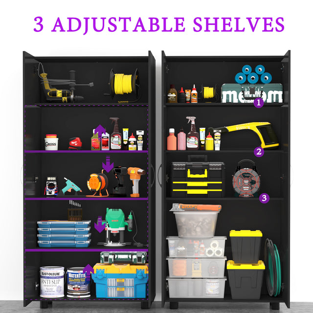 75'' Tall Utility Storage Cabinet with Doors and Adjustable Shelves