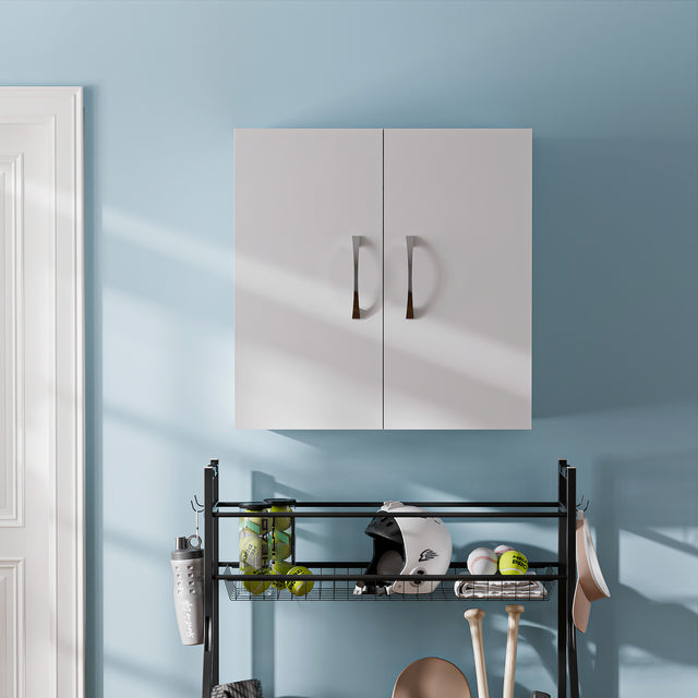 23″ Wall Cabinet with Adjustable Shelf | 2-Door Home Storage Cabinet, Wall Mount Storage Cabinet for Pantry, Bathroom, Kitchen, Living Room