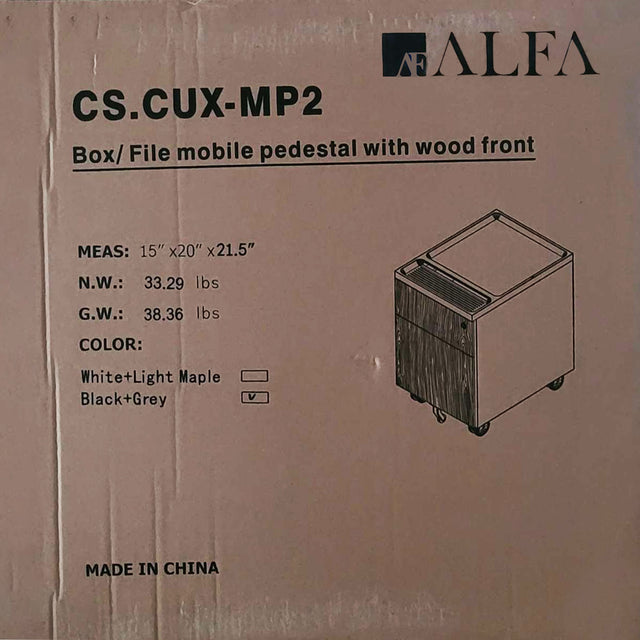 AF ALFA Filing Cabinet |  CUBOX 2-Drawer Gray Black Mobile Vertical File Cabinet with Lock15"