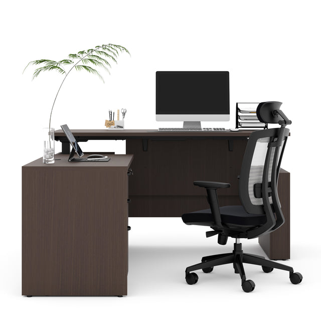 🪑 + 🖥️Ergonomic Office Chair & L-Shape Executive Standing Desk Bundle – Complete Workspace Solution