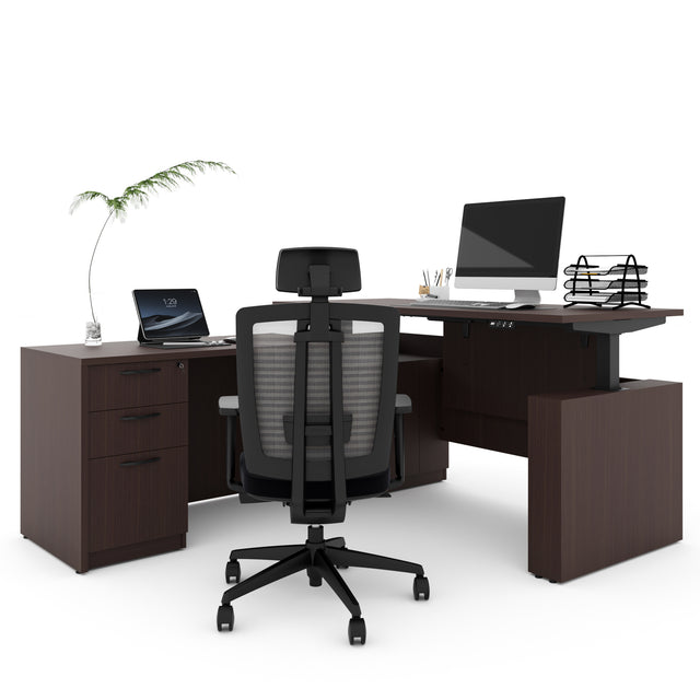 🪑 + 🖥️Ergonomic Office Chair & L-Shape Executive Standing Desk Bundle – Complete Workspace Solution