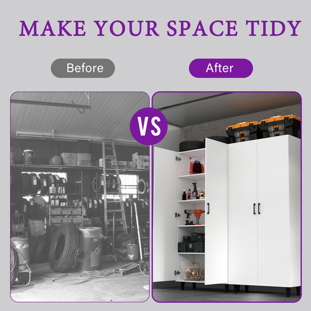 77" H Storage Cabinet with with Doors and Adjustable Shelves