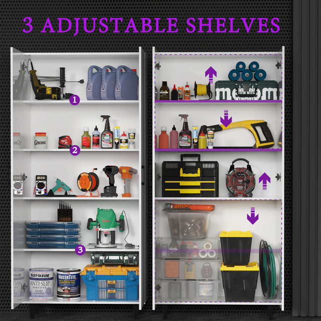 77" H Storage Cabinet with with Doors and Adjustable Shelves