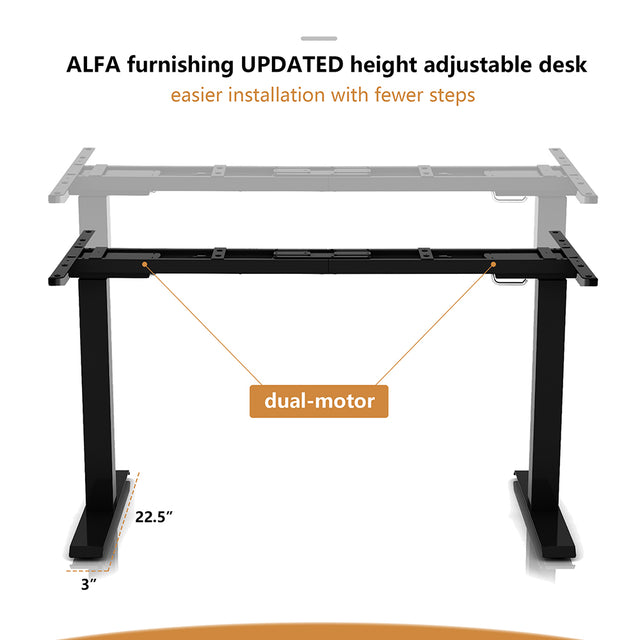 Dual Motor Standing Desk Frame - 3 Stage