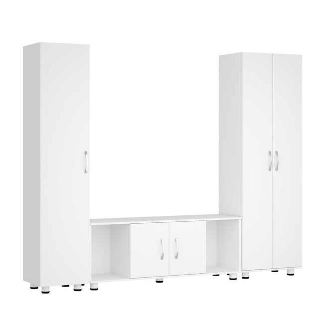 75"H Narrow Pantry Storage Cabinet Single Door with Adjustable Shelves, Freestanding Utility Organizer for Garage, Laundry Room, Pantry, or Office